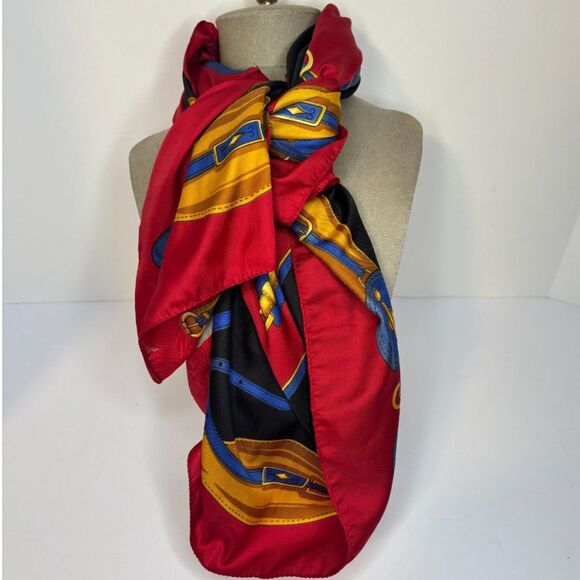 Vintage Y2K Oscar De La Renta Rope Pattern Silk Scarf - Picture 2 of 6